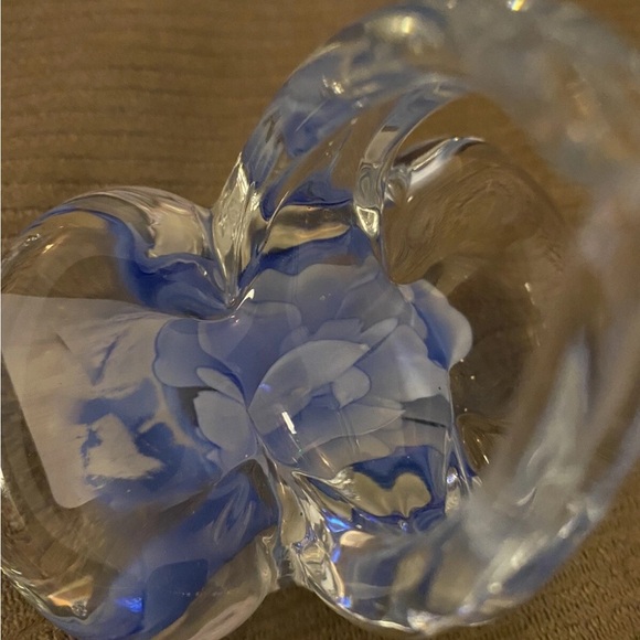 Elegant Glass Art Sculpture with Blue Accents - Picture 3 of 7